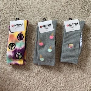 Set of Three Active Ride Crew Socks
